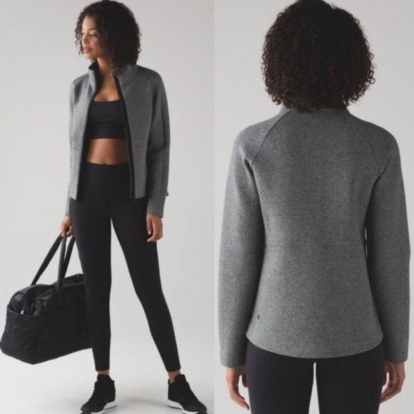 Lululemon Going Places Jacket Heathered Speckled Black Size 2 Grey Warm Coat‎ - Picture 1 of 10